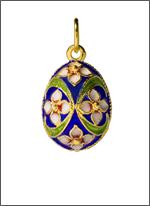 Russian Fabergé Style Egg Pendant Flower Style