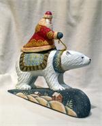 Russian Wooden Santa on a Polar Bear