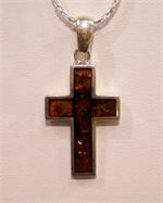 Baltic Amber Cross Pendant in Sterling Silver from Lithuania