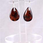 Cogniac Amber and Silver Earrings