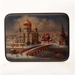 Russian Lacquer Box View from Moscow River by Tugarinov from Fedoskino
