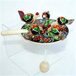 Russian Wooden Pecking Chicken Swing Toy Black