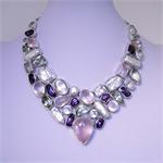 Multistone and Silver Necklase