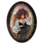 Russian Lacquer Box Lady in Blue from Fedoskino by Vesnushka