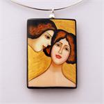 Russian Lacquered Pendant After Mark Chagall