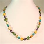 Turquoise Amethyst and Amber Multicolored Necklace