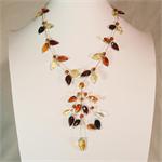 Baltic Amber Designer Leaf Necklace Made in Lithuania