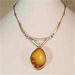 Butterscotch Amber and Sterling Silver Necklace Made in Lithuania