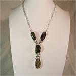 Green Baltic Amber and Sterling Silver Necklace