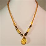 Faceted Baltic Amber Necklace with Lemon Amber Drop from Lithuania