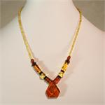 Baltic Amber Faceted and Round Necklace with Amber Drop