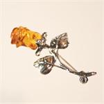 Honey Amber Rose Pin set in Sterling Silver from Lithuania