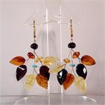 Designer Baltic Amber and Sterling Silver Leaf Earrings