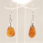 Baltic Amber Honey Color Drop Earrings in Sterling Silver