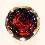Cognac Amber Hand Carved Rose Ring set in 925 Sterling Silver