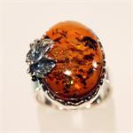 Honey Amber Ring Set in 925 Sterling Silver from Lithuania