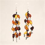 Honey and Cognac Baltic Amber Designer Drop Earrings from Lithuania