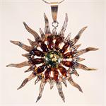 Baltic Amber Sun Pendant Green and Honey Color 925 Sterling Silver