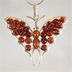 Honey Baltic Amber Butterfly Pendant in Sterling Silver from Lithuania