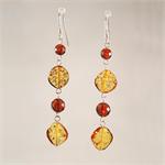 Green and Cognac Color Baltic Amber Designer Earrings Made in Lithuania