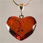 Faceted Cognac Amber Heart Pendant Made in Lithuania