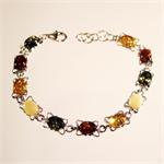 Multicolor Baltic Amber Bracelet in 925 Sterling Silver from Lithuania 2