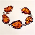 Honey Baltic Amber Bracelet in 925 Sterling Silver from Lithuania