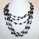 Black Onyx and Pearl Bead Designer Multi-Strand Necklace
