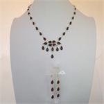 Set of Garnet and Sterling Silver Necklace and Earrings
