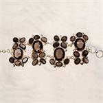 Smokey Quartz and Sterling Silver Adjustable Designer Bracelet