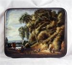 Russian Lacquer Box Landscape by Bebikov from Fedoskino