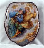 Russian Lacquer Box On the Swing by Guryanova from Fedoskino