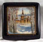 Russian Lacquer Box Suzdal in the Winter by Papyunov from Fedoskino
