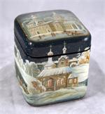 Russian Lacquer Box Winter in Russia by Larishev from Fedoskino
