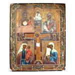 Crucifixion with Four Madonnas Antique Russian Icon