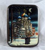 Russian Lacquer Box A Walk at Night by Ivanova from Fedoskino