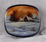 Russian Lacquer Box Winter in the Village by Solovyova from Fedoskino