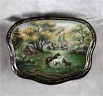Russian Lacquer Box Horses in the Meadow by Arkhipova from Fedoskino