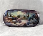 Russian Lacquer Box Winter in the Village by Ivanchenko from Fedoskino