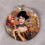 Russian Lacquer Jewelry Pendant Klimt Style