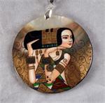 Russian Lacquer Jewelry Pendant Klimt Style