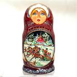 Winter Troika Matryoshka Nesting Doll Hand Made and Hand Painted