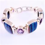 Picture Jasper and Amethyst Designer Bracelet in Sterling Silver