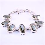 Green Amethyst Parziolite Designer Bracelet set in Sterling Silver