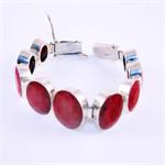 Genuine Ruby and Sterling Silver Designer Bracelet