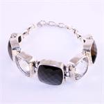 White Topaz Citrine and Smokey Quartz Bracelet in Sterling Silver
