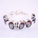 Genuine Mystic Topaz and Sterling Silver Designer Bracelet