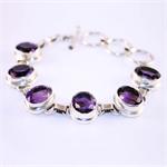 Designer Bracelet Amethyst and Sterling Silver 925