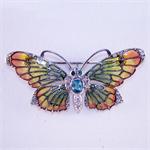 Enamel and Blue Topaz Butterfly Pin in Sterling Silver 925