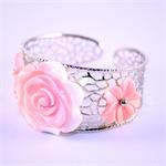 Pink Shell and 925 Sterling Silver Designer Bracelet